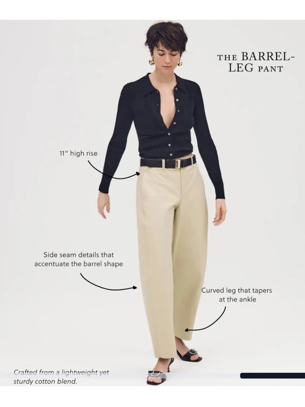 J. Crew Barrel-leg pant in cotton blend